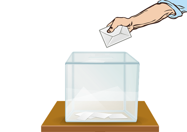 graphic of hand putting ballot in box